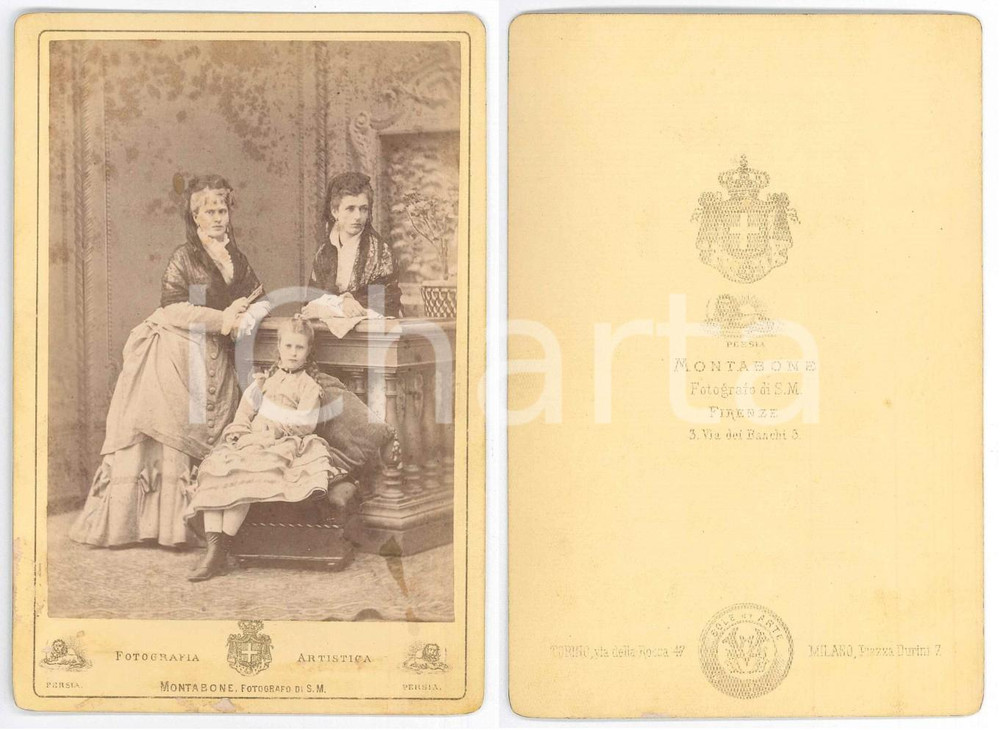 1880 ca FIRENZE Ritratto di due sorelle con figlia - Foto MONTABONE 11x16 (2)