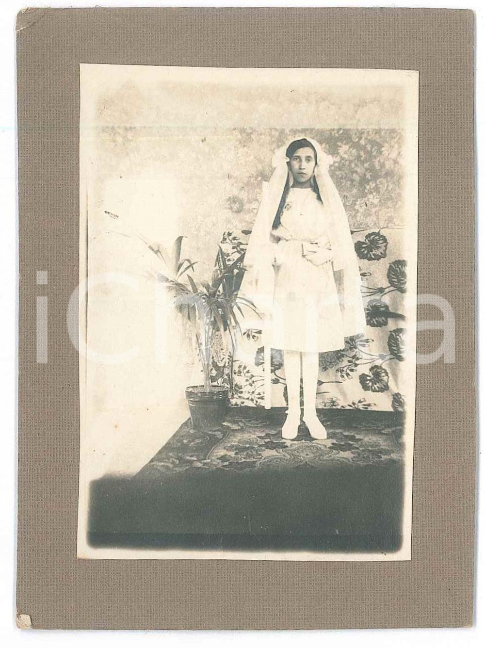 1920 ca COSTUME - ITALIA - Bambina alla Prima Comunione - Foto 8x11 cm