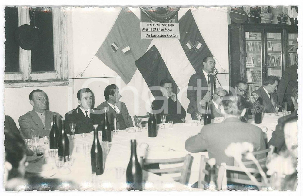 1959 ITALIA - Campagna tesseramento ACLI - Pranzo sociale - Foto cartolina