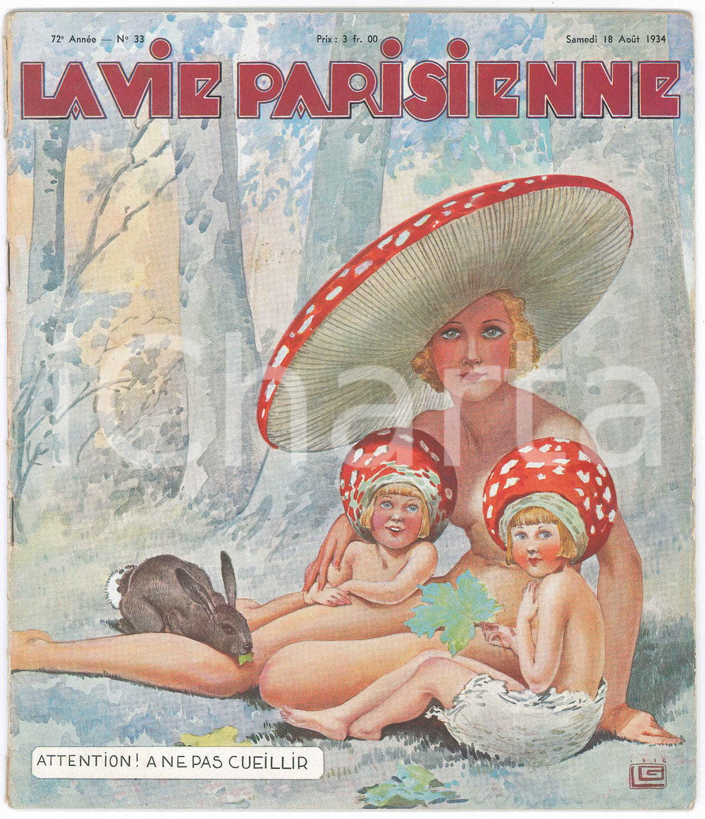 1934 LA VIE PARISIENNE CÃ´te et cocottes d'Azur *Rivista nÂ° 33 VINTAGE EROTIC  Rivista d'epoca illustrata, anno 72 n&deg; 33.PAGINE: 20  POOR/danneggiato gualciture alla copertina e strappi FORMATO: 24x27 cm originale e autentica 1