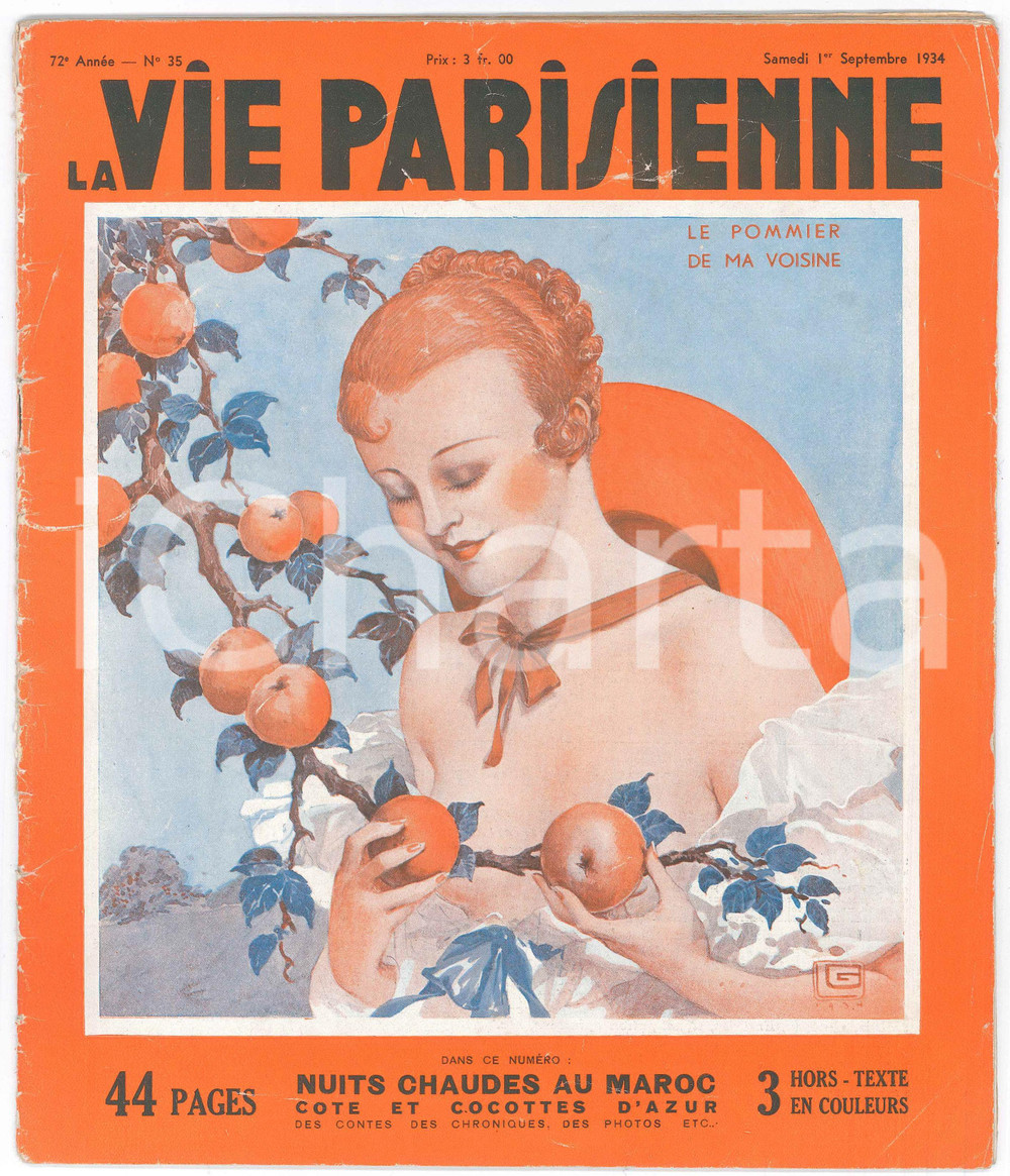1934 LA VIE PARISIENNE CÃ´te et coquettes d'Azur *Rivista nÂ° 35 VINTAGE EROTIC  Rivista d'epoca illustrata, anno 72 n&deg; 35.PAGINE: 20  POOR/danneggiato gualciture alla copertina e strappi FORMATO: 24x27 cm originale e autentica 1