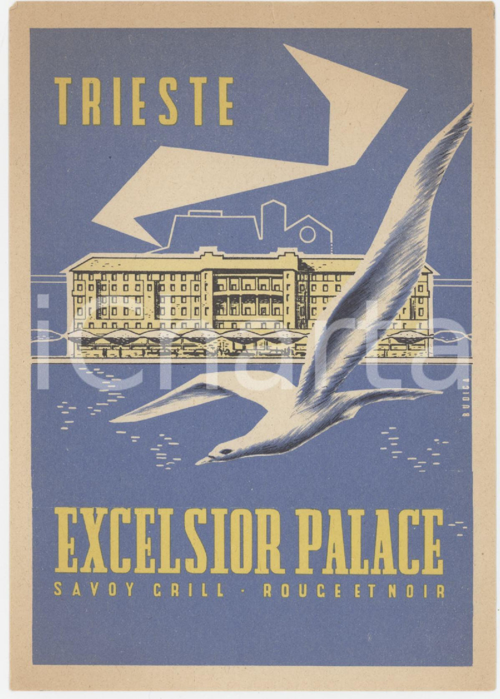 1930 ca TRIESTE Excelsior Palace - Savoy Grill - Rouge et noir - Etichetta (4) Etichetta d'epoca.  GOOD/buono  Formato: 10x14 originale e autentica 1
