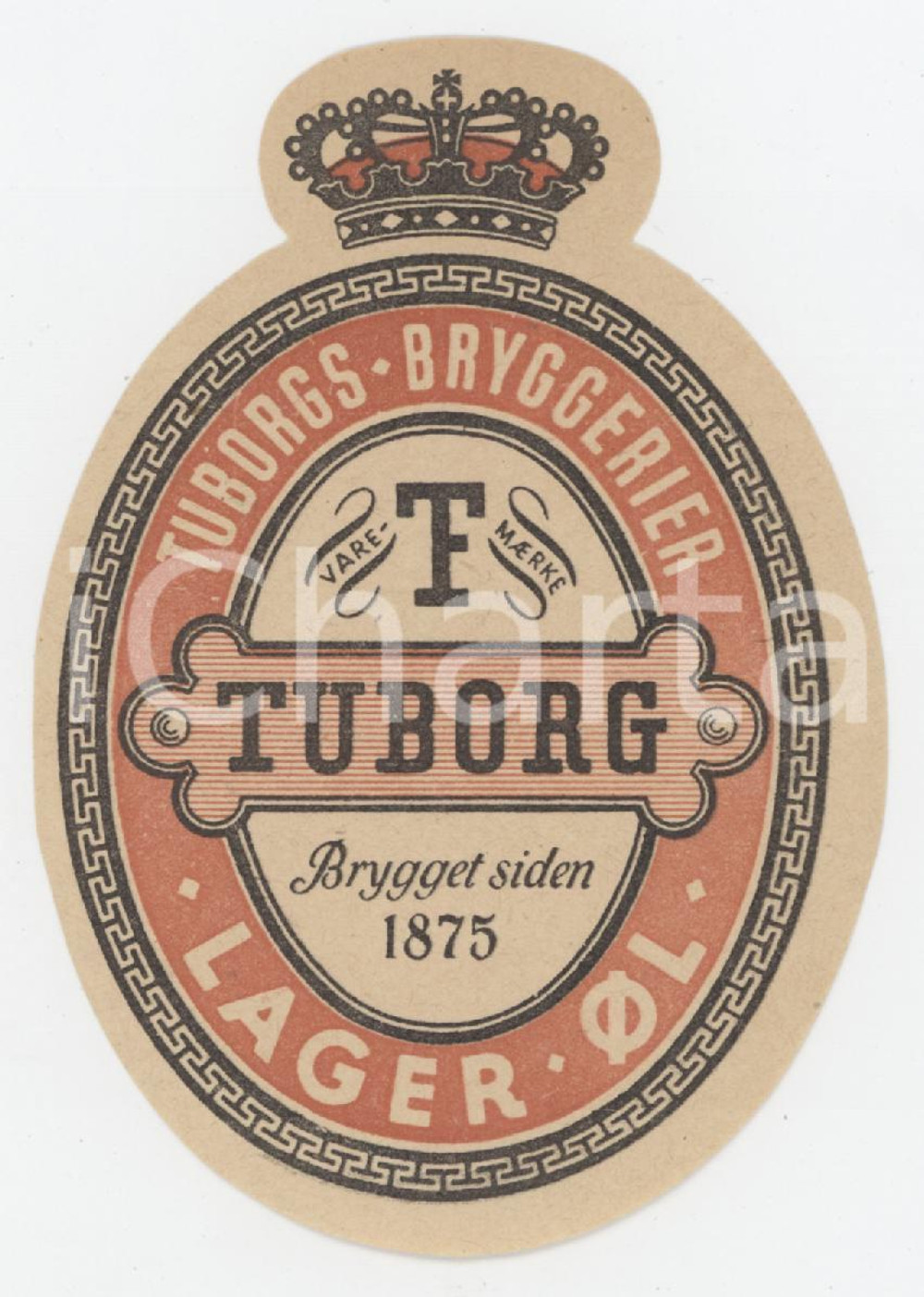 1955 ca TUBORGS BRYGGERIER Tuborg Lager - Etichetta 9x7 cm