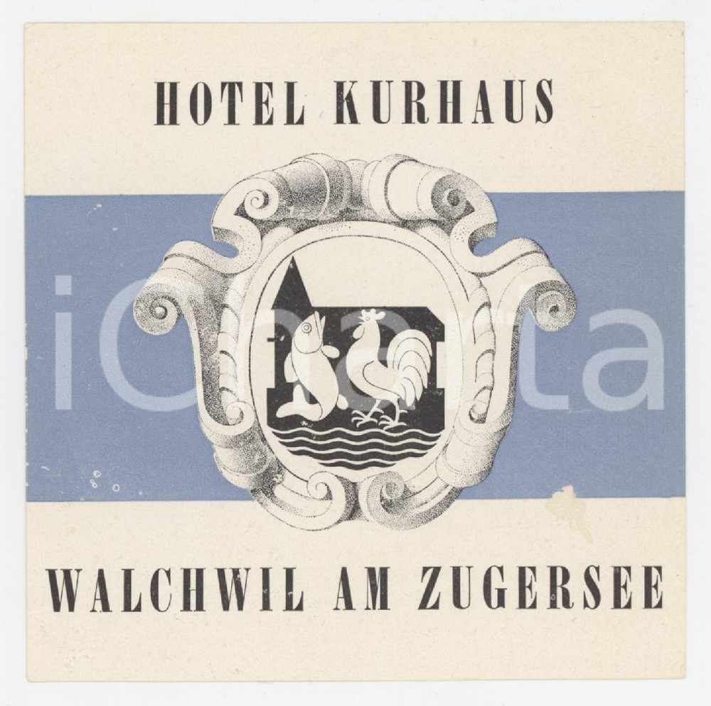 1940 ca WALCHWIL AM ZUGERSEE - SWITZERLAND Hotel Kurhaus - Etichetta 8x8 cm