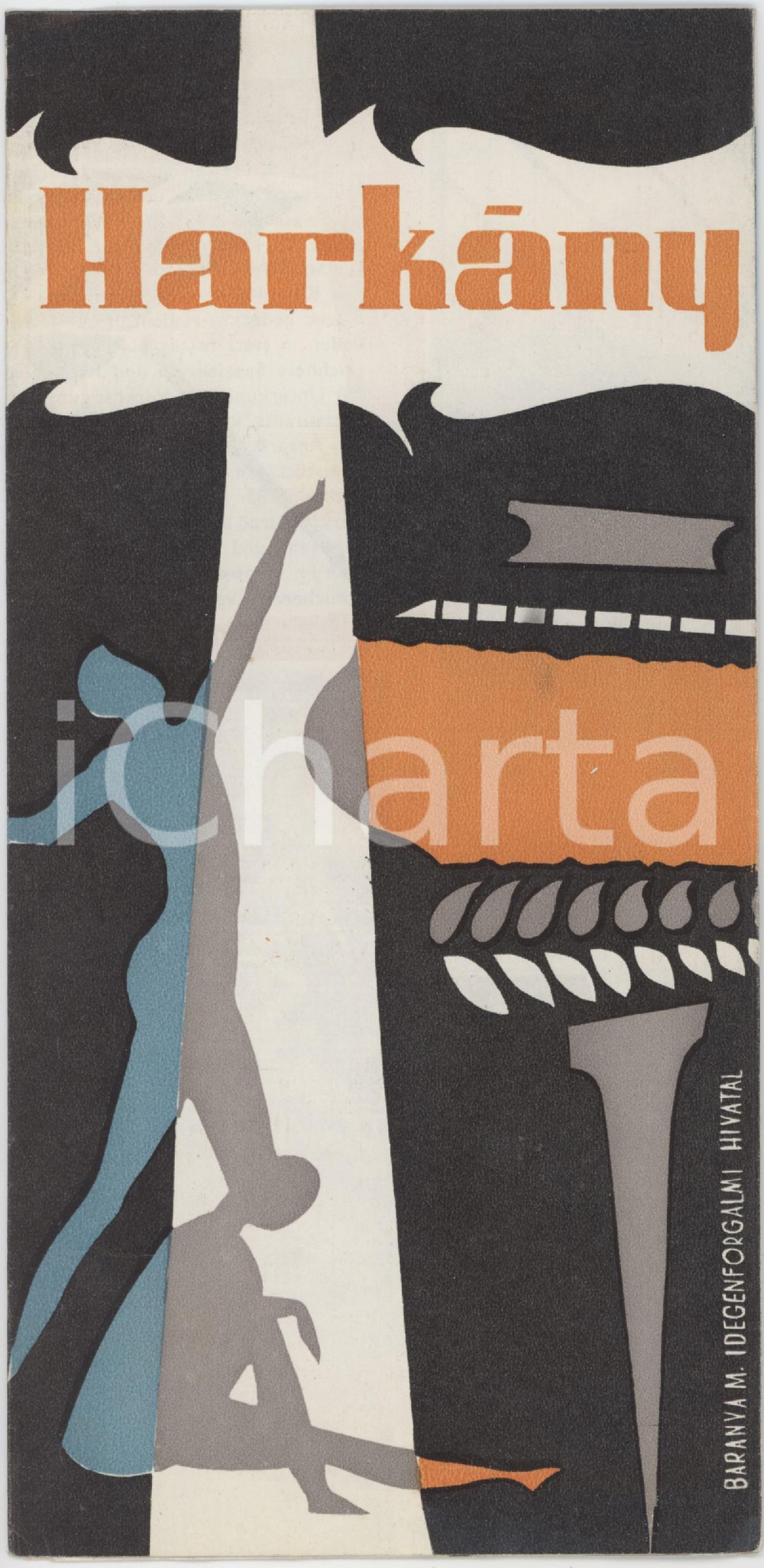 1960 ca HARKANY (HUNGARY / BARANYA) Illustrated vintage brochure DEUTSCH