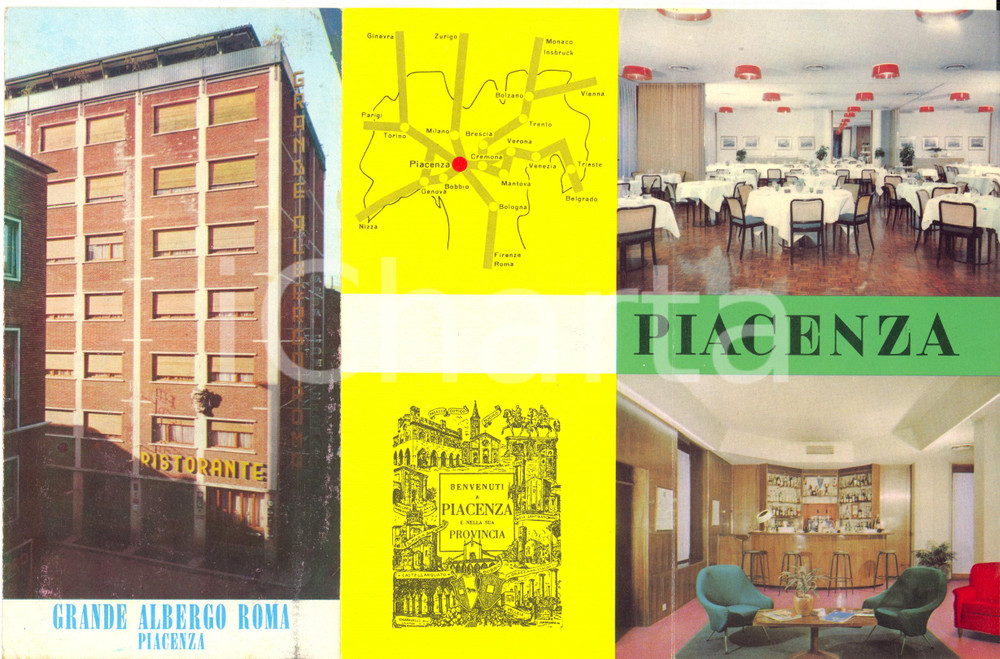 1970 ca TURISMO PIACENZA - Grande Albergo ROMA - Pieghevole ILLUSTRATO