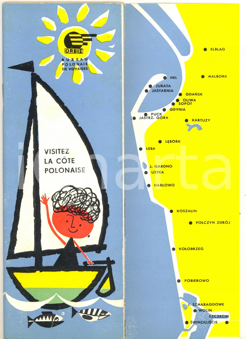 1960 ca TOURISM POLAND - Visitez la côte polonaise ILLUSTRATED vintage brochure Pubblicazione turistica d'epoca, illustrata a colori.PAGINE: 32  GOOD/buono  FORMATO: 10x21 cm originale e autentica 1