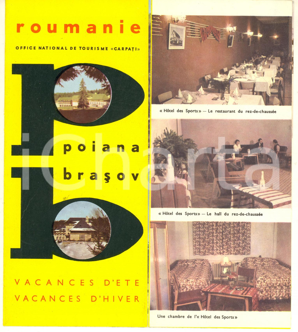 1960 ca TOURISM - ROMANIA - POIANA BRASOV - ILLUSTRATED brochure French Pubblicazione turistica d'epoca, in lingua francese.PAGINE: 10 facciate (fronte/retro)  GOOD/buono  Formato: 10x22 cm originale e autentica 1