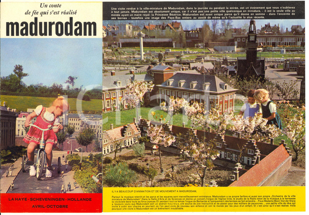 1960 ca HOLLANDE - MADURODAM Ville en miniature *Vintage brochure FRENCH
