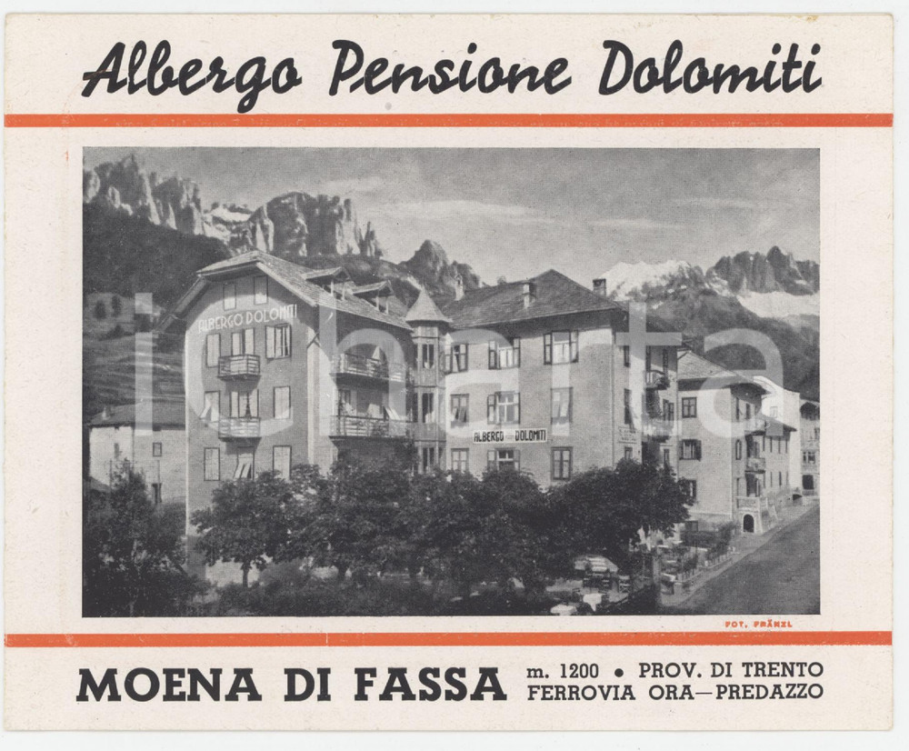 1950 ca TURISMO VAL DI FASSA - MOENA - Albergo pensione DOLOMITI *Pieghevole