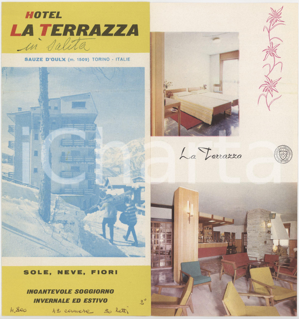 1970 ca TURISMO SAUZE D'OULX (TO) Hotel LA TERRAZZA - Pieghevole illustrato