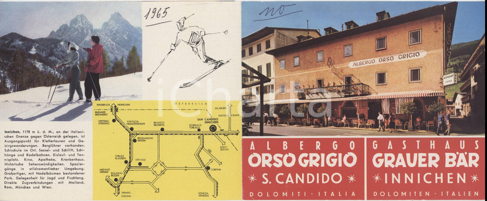 1965 TURISMO DOLOMITI - S. CANDIDO - Albergo ORSO GRIGIO - Pieghevole