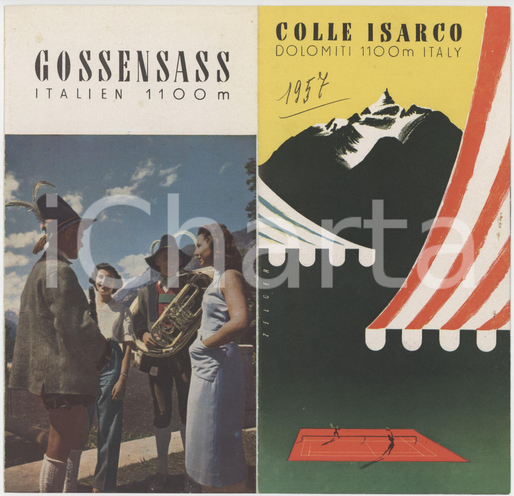 1957 TURISMO DOLOMITI - COLLE ISARCO - Pieghevole illustrato COSTUMI