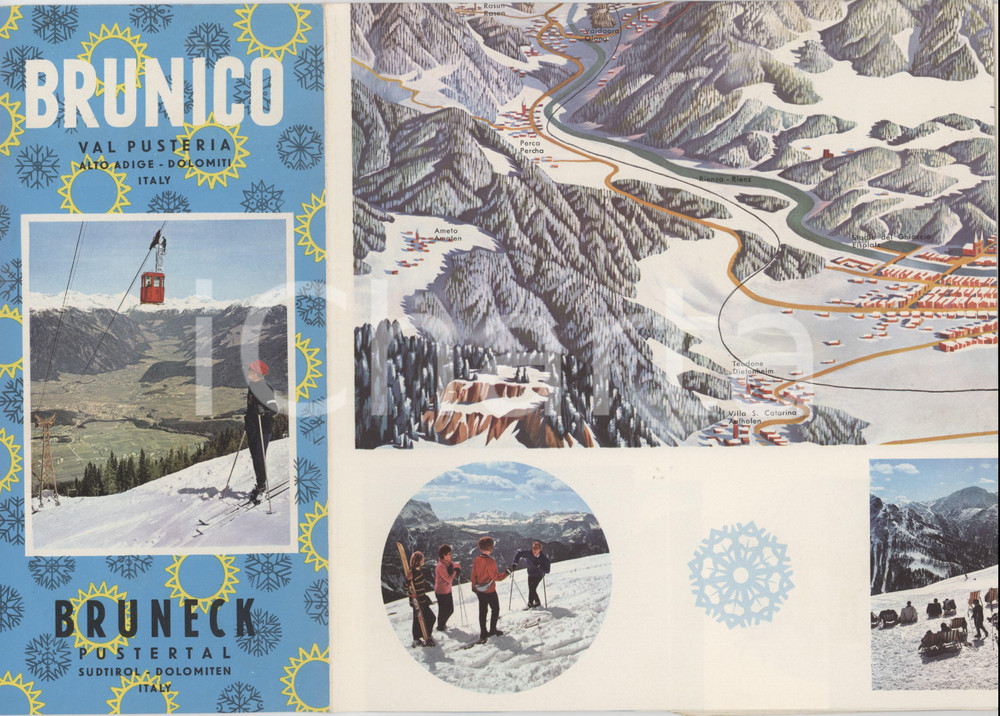 1964 TURISMO DOLOMITI - VAL PUSTERIA - BRUNICO Pieghevole illustrato