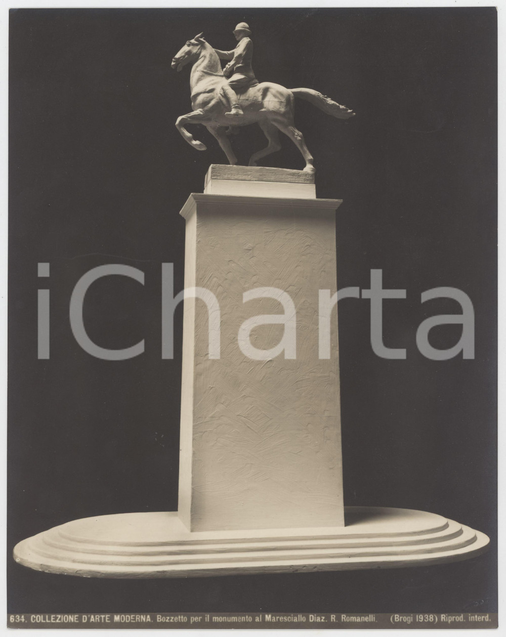 1935 ca Artista Romano ROMANELLI Bozzetto statua Armando DIAZ Foto seriale 19x25