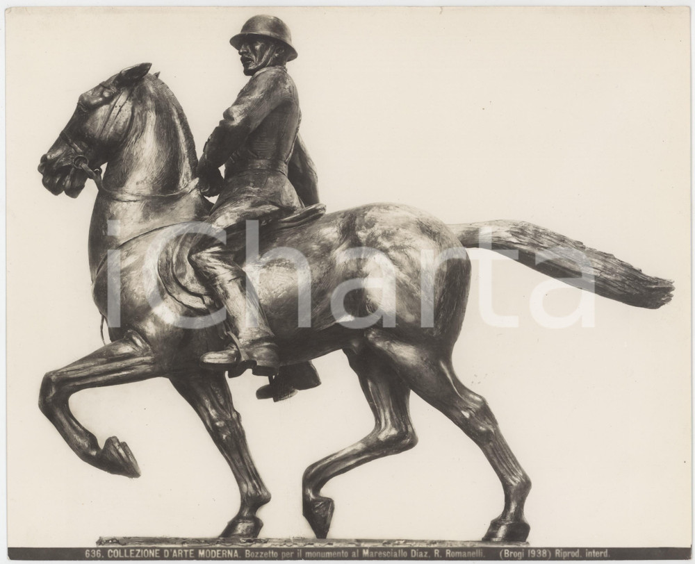 1935 ca Artista Romano ROMANELLI Bozzetto statua Armando DIAZ Foto seriale 25x20