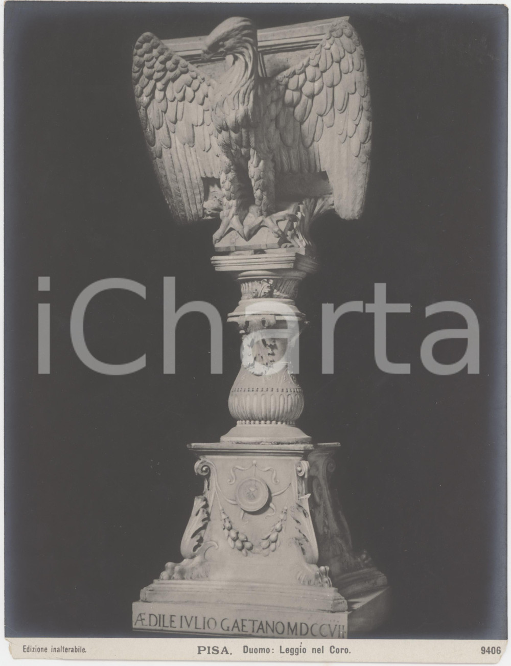 1910 ca PISA Duomo - Leggio del coro - Fotografia seriale 18x24 cm