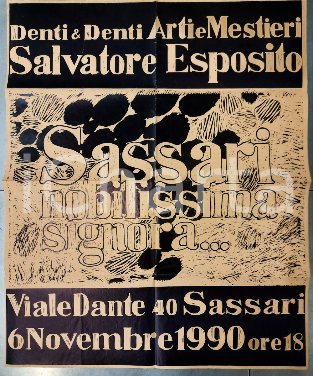 1990 SASSARI Galleria DENTI & DENTI - Salvatore ESPOSITO - Manifesto 60x75 cm Manifesto originale. GOOD/buono piegature d'epoca Formato: 60x75 cm originale e autentica 1