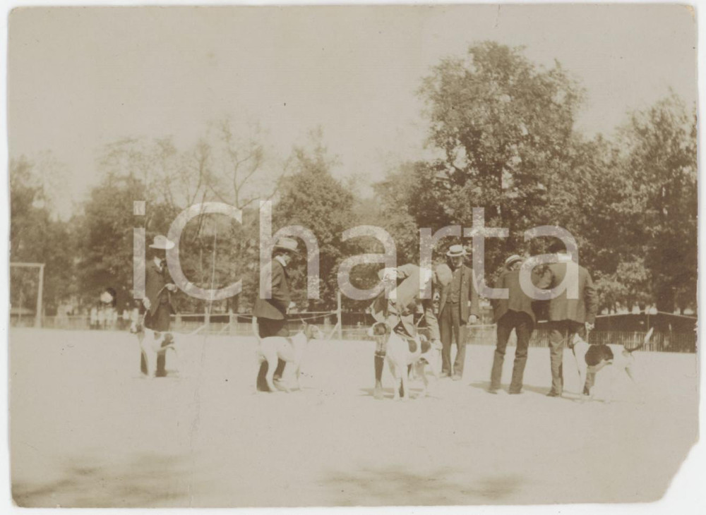 1910 ca ITALIA COSTUME Gruppo di cacciatori con i cani - Foto 11x8 cm