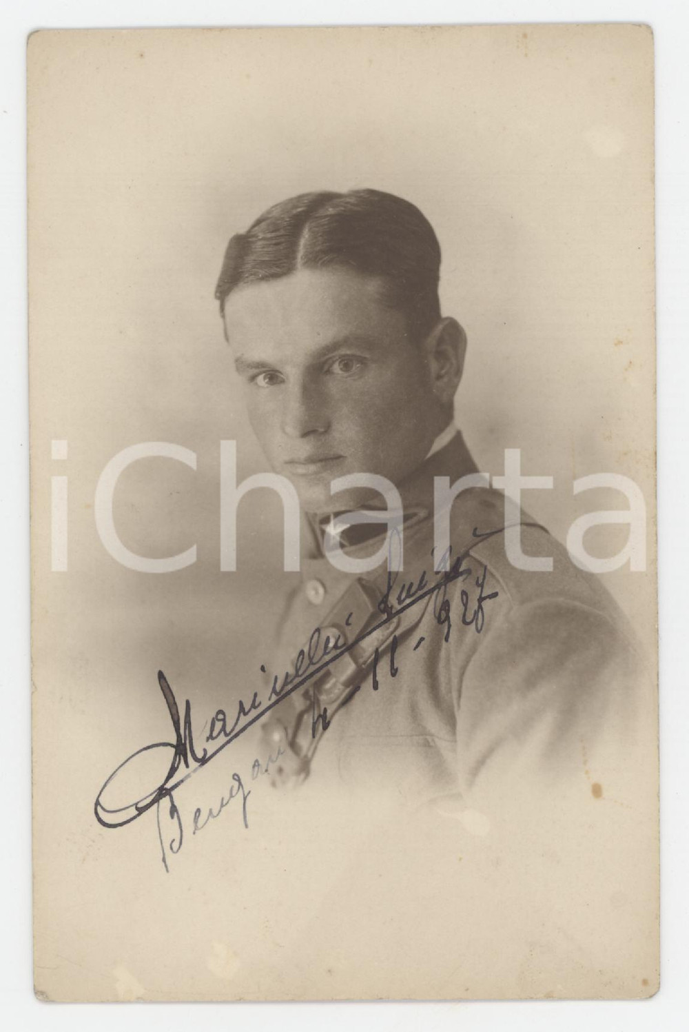 1927 BENGASI (LIBIA ITALIANA) Ufficiale Luigi MARINELLI *Foto con dedica 9x14 cm