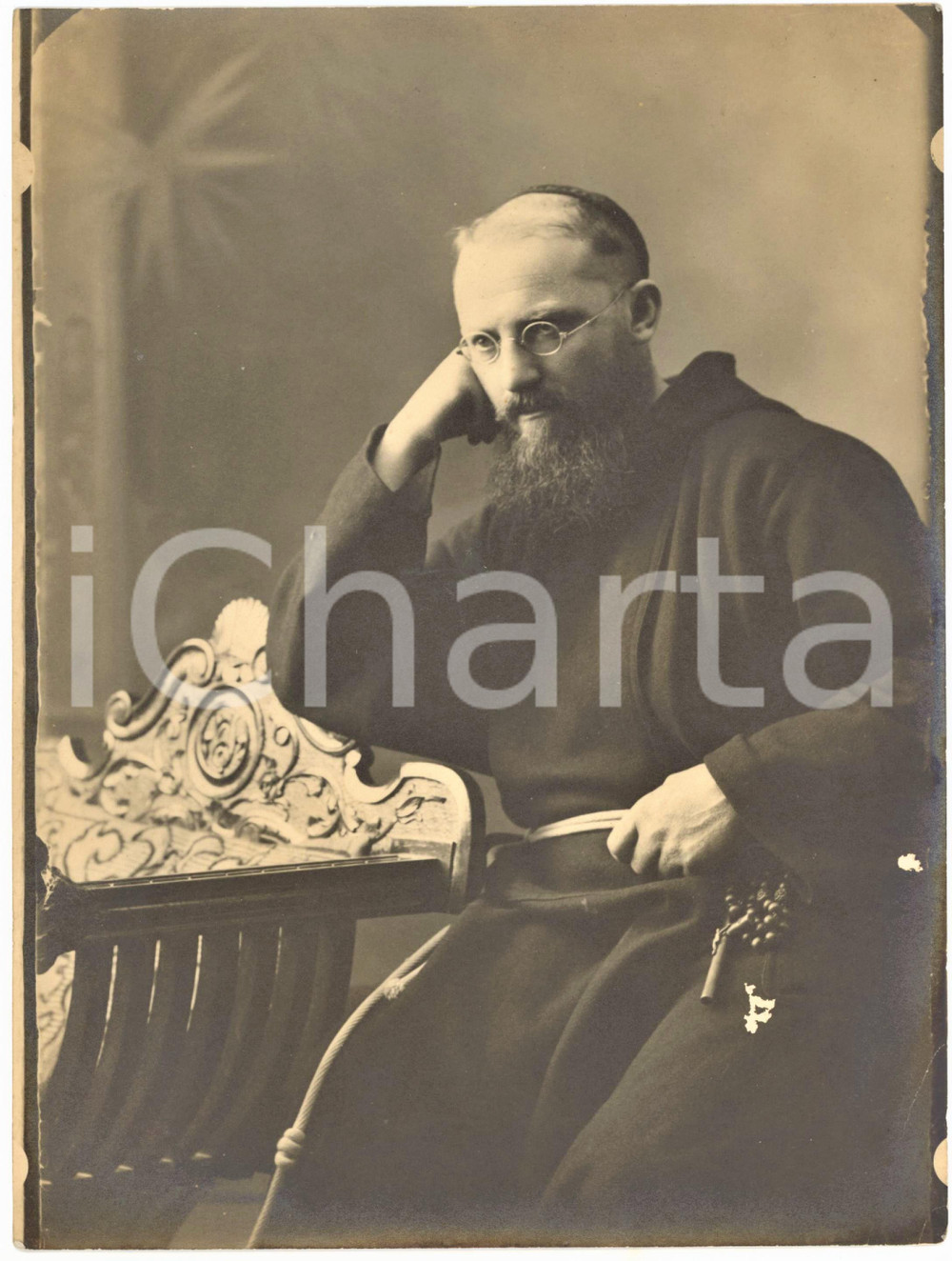 1930 ca LOMBARDIA Ritratto di frate cappuccino - Foto 18x24 cm