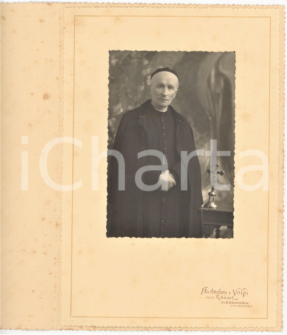 Fotografia d epoca originale 1910 ca ALESSANDRIA Ritratto di vescovo con crocifisso  Foto ANDERLINI & VOLPI 1
