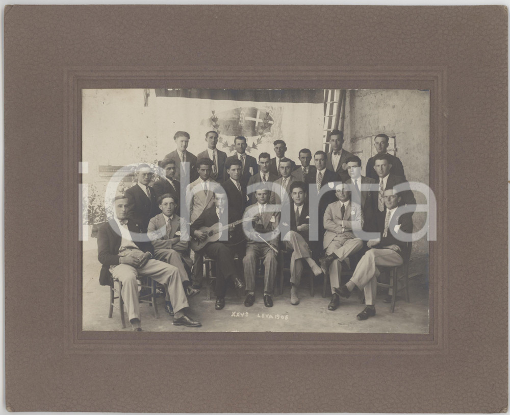 1930 COSTUME ITALIA Festa di leva 1905 - Foto di gruppo 25x20 cm