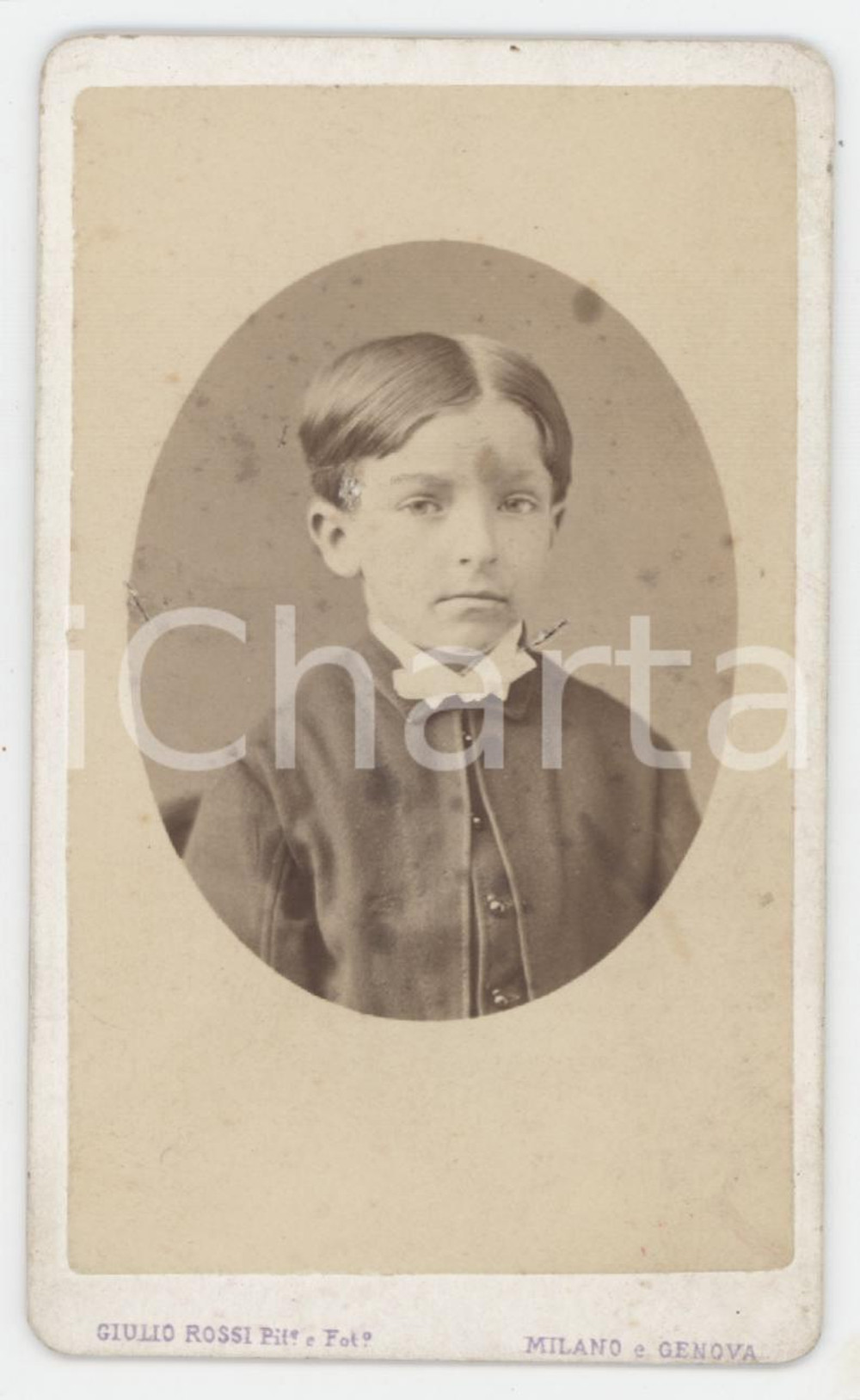 1870 ca MILANO Ritratto di Antonio MEDA bambino - Foto Giulio ROSSI CDV