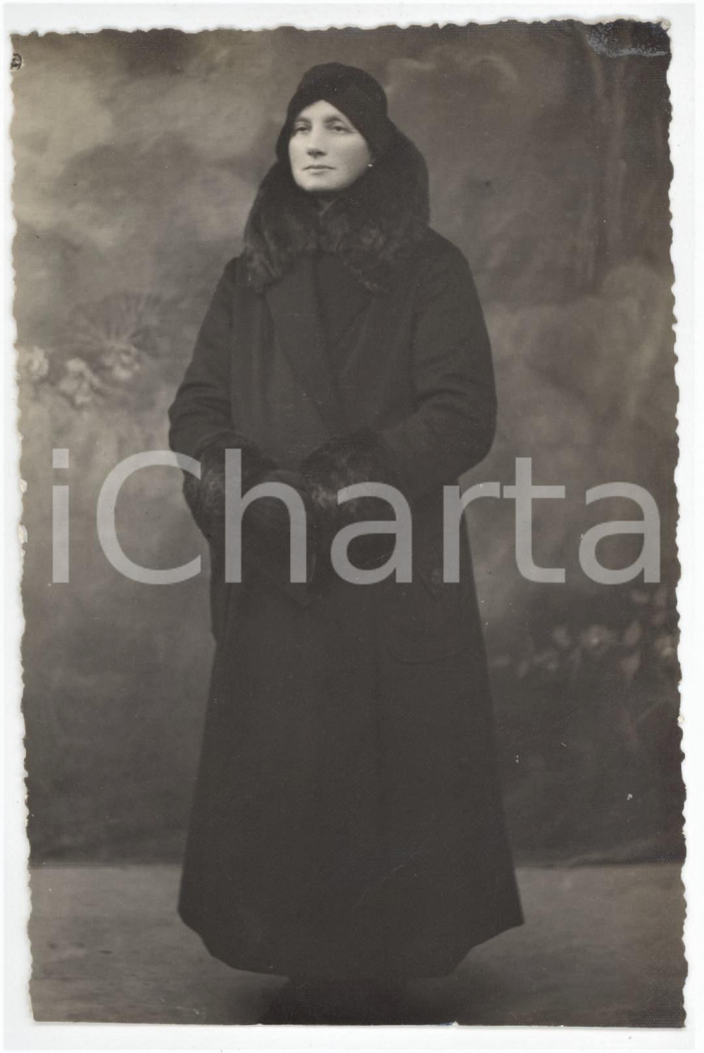 1935 MODA ITALIA Pierina FILIPPIN in abito invernale - Foto cartolina 9x14 cm