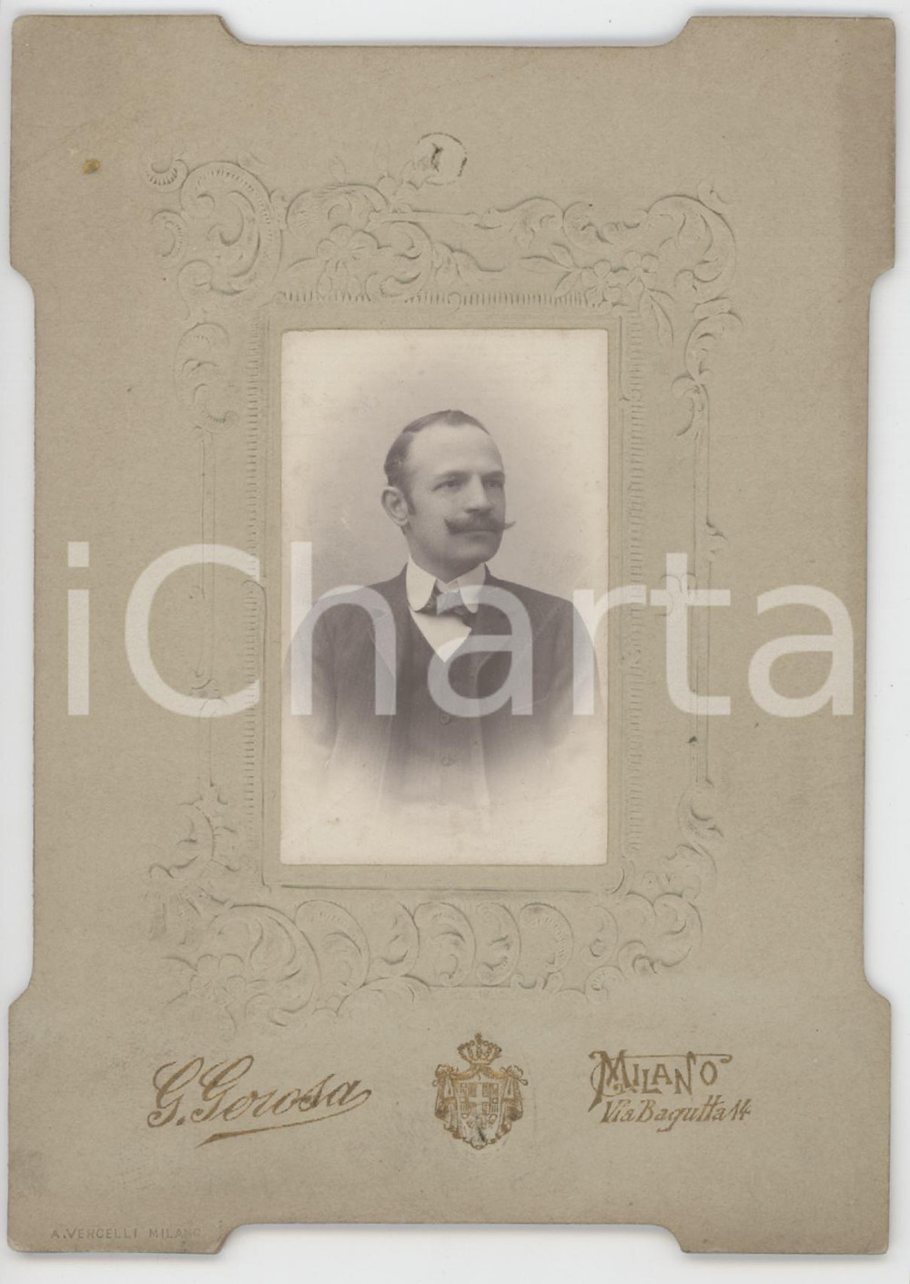 1905 MILANO Ritratto maschile con cravattino a righe - Foto GEROSA 10x14 cm
