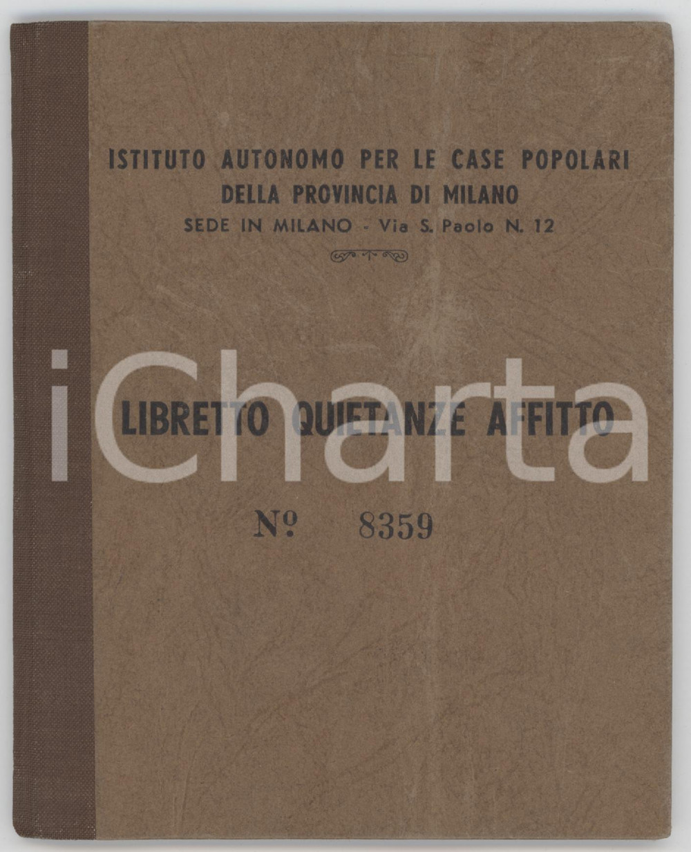 1947 IACP MILANO - Quartiere BARACCA - Libretto quietanza per pagamento affitto