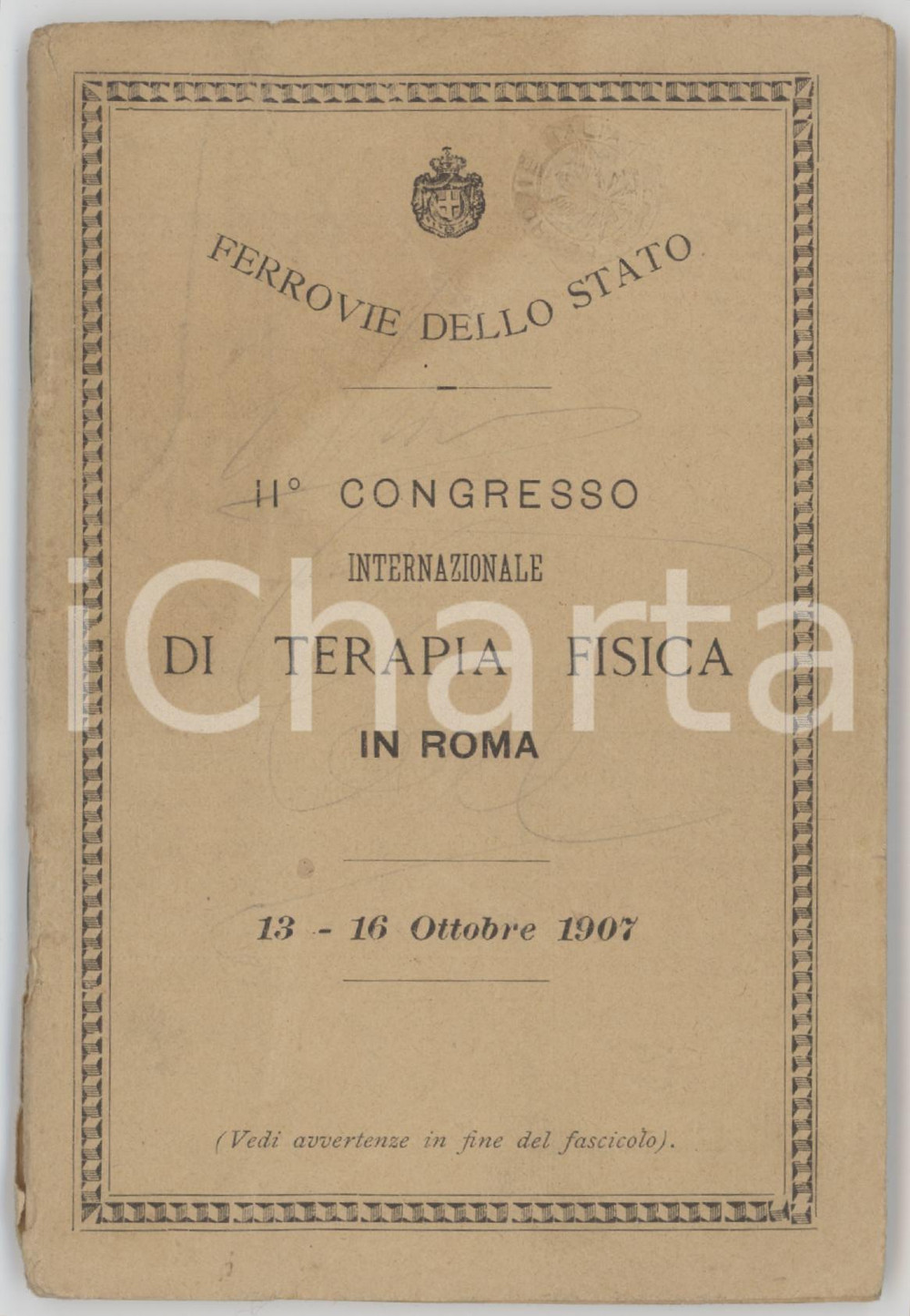1907 FERROVIE DELLO STATO II Congresso Terapia Fisica in ROMA - Libretto