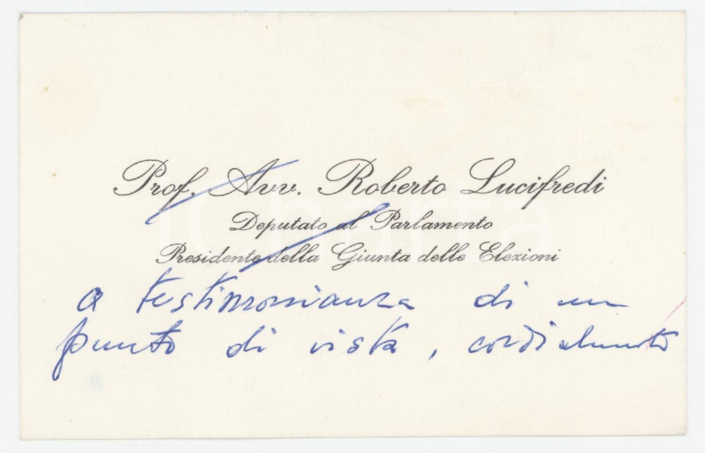 1960 ca Roberto LUCIFREDI Presidente Giunta Elezioni - Biglietto AUTOGRAFO