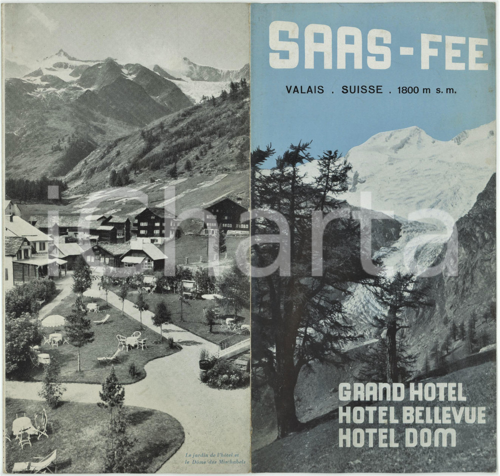 1940 ca SAAS-FEE (SVIZZERA) Grand Hotel BELLEVUE - Pieghevole ILLUSTRATO