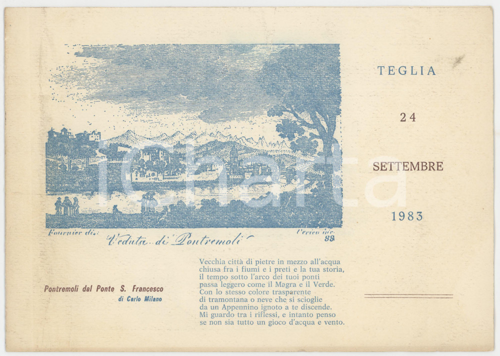 1983 TEGLIA/PONTREMOLI (MS) Raduno Circolo Aziendale FALCK - Menù