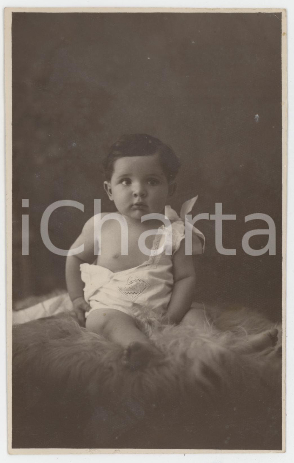 1925 ca TORINO Bambino in abito bianco - Ritratto - Foto Francesco GAUDINO 8x13