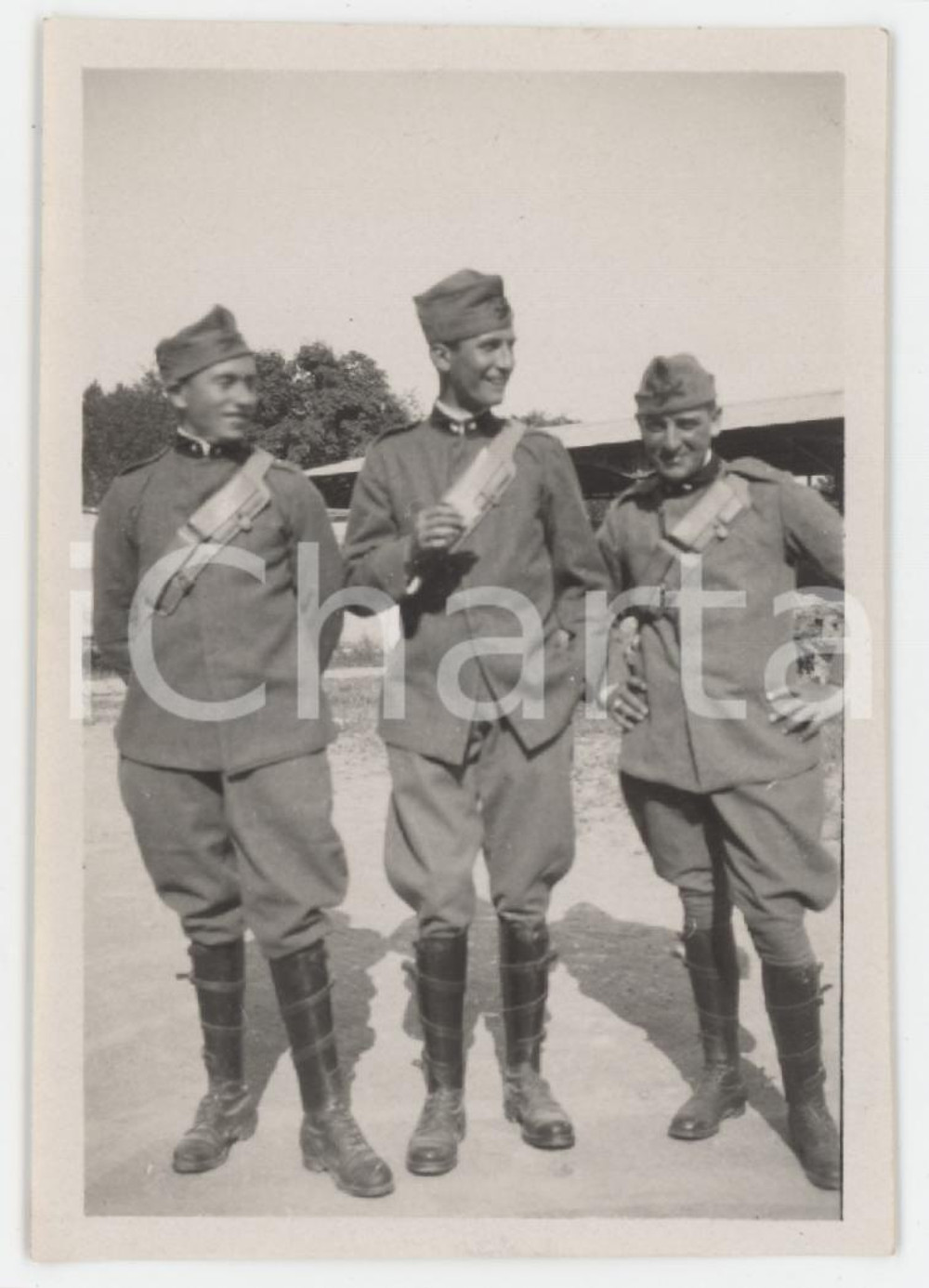 1930 FIRENZE Tre giovani ufficiali - Ritratto - Fotografia 6x8 cm