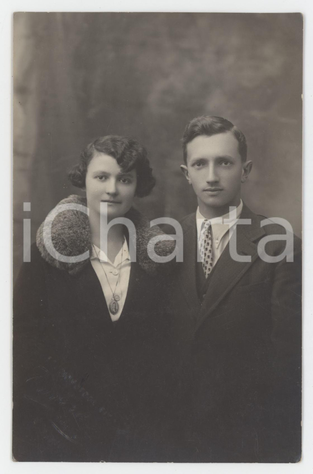 1920 ca PINEROLO Coppia di sposi - Fotografia TAVERA 9x14 cm