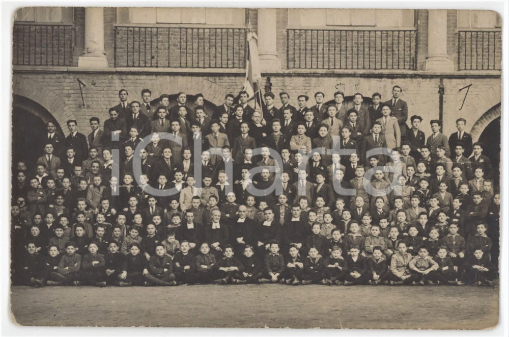 1924 ITALIA Scuola elementare maschile - Ritratto con sacerdoti - Foto 14x9 cm