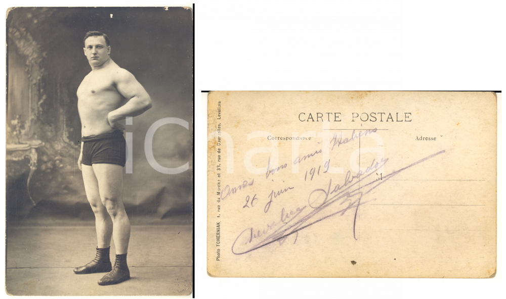 1919 LEVALLOIS-PERRET - BOXE - Portrait de Chevalier SALVADOR - Photo AUTOGRAPHE