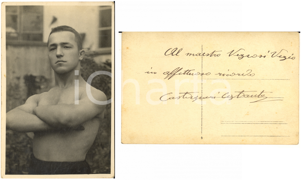 1915 ca ROMA (?) BOXE Ritratto di Costante CASTAGNERI - Foto con AUTOGRAFO