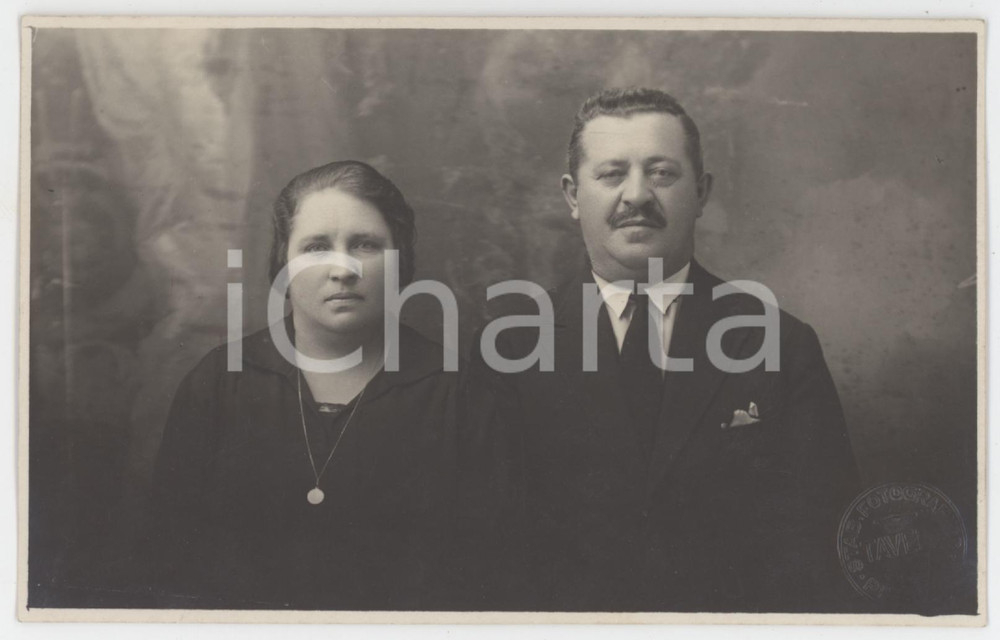 1928 PINEROLO Marito e moglie - Ritratto - Foto TAVERA 13x8 cm