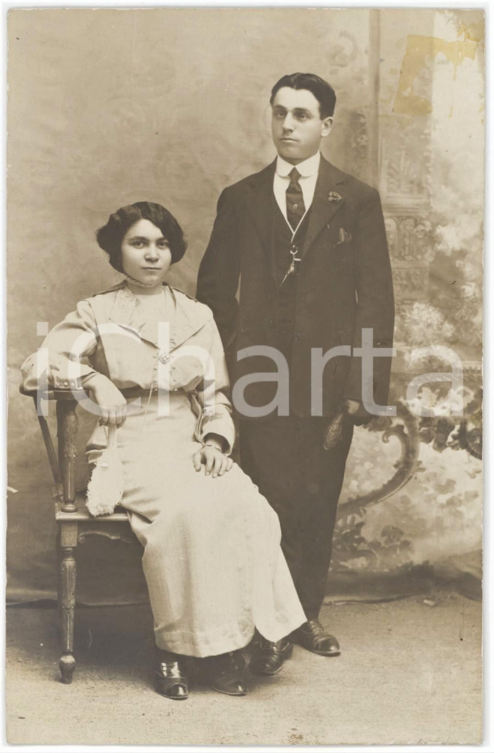 1914 LA SPEZIA Ritratto di due coniugi - Foto V. MOLENA E FIGLI 8x13 cm