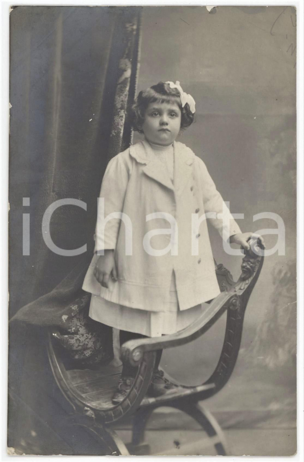 1925 ca TORINO Bambina con cappotto - Ritratto - Foto A. COLOMBO 9x14 cm