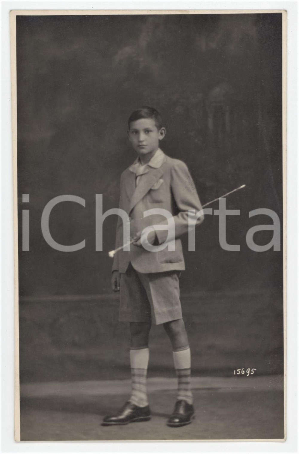 1929 ITALIA - COSTUME Ragazzo con bastone - Ritratto - Foto ANONIMA 9x14 cm
