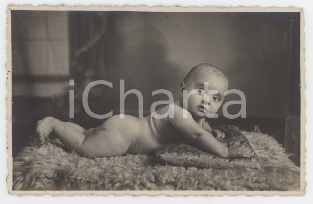 1915 ca SARTIRANA Bambino con cuscino - Ritratto - Foto STRINA 9x14 cm