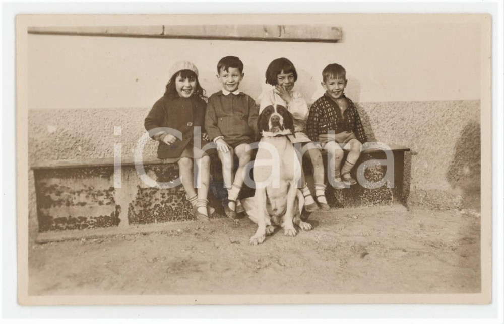 1935 ca MILANO Bambini con cane - Foto VIGANÒ 14x9 cm