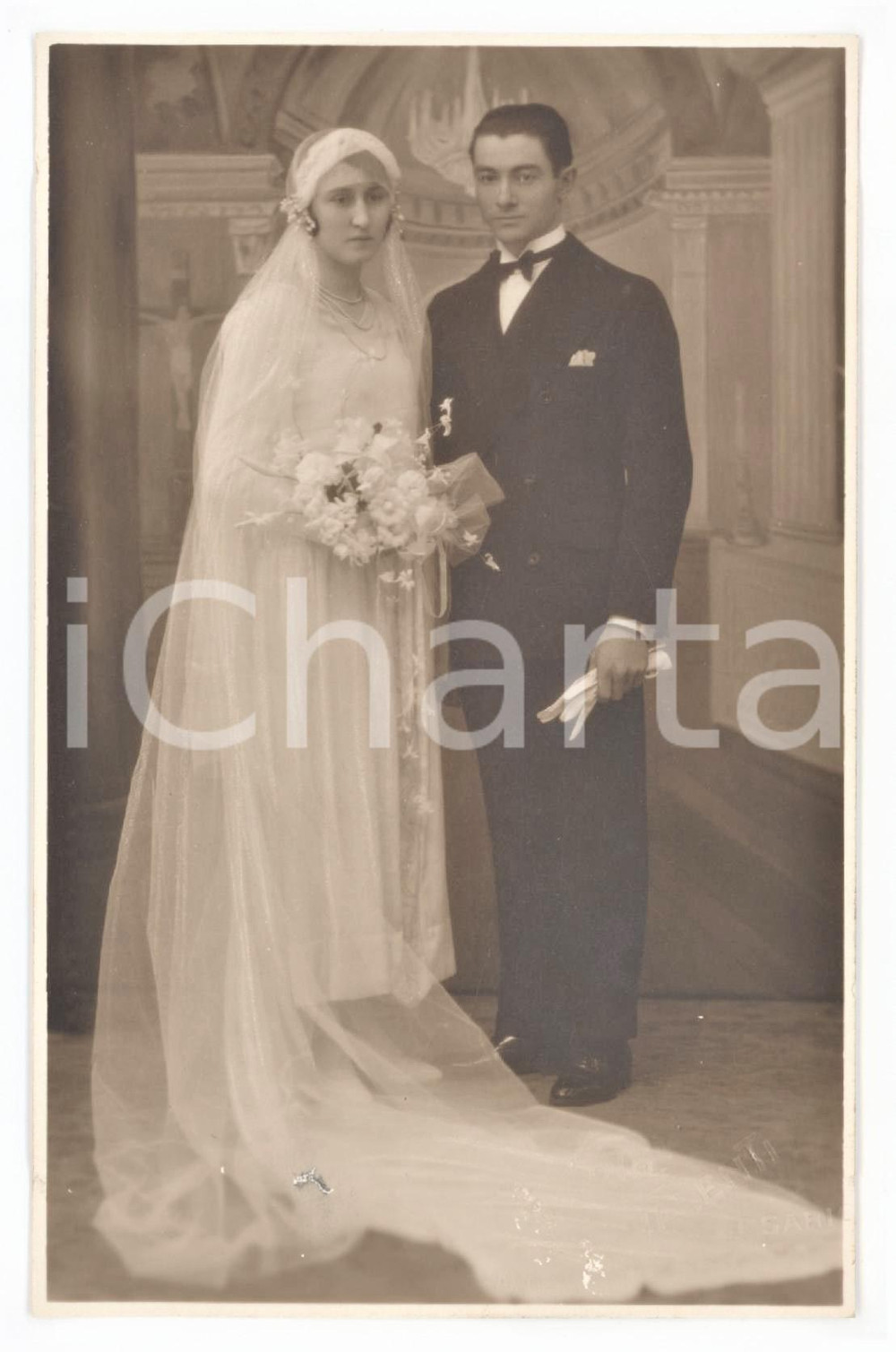 1930 ca ROSARIO - ARGENTINA Due sposi novelli - Foto VALENTI 9x14 cm