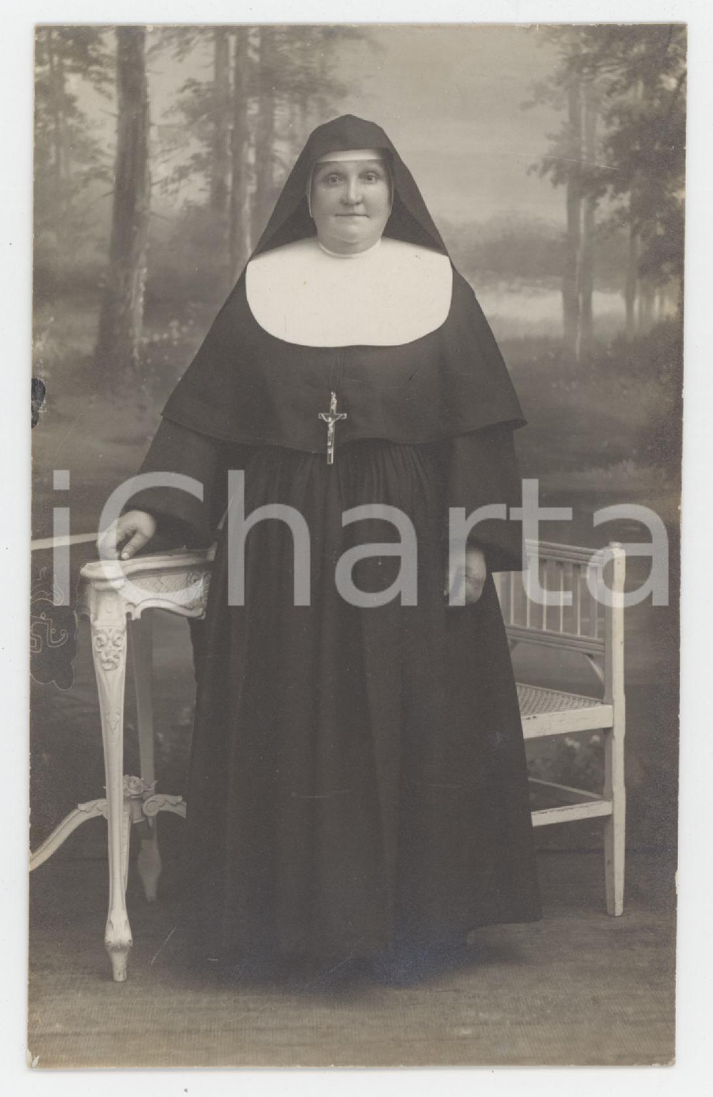 1915 ca COSTUME ITALIA Ritratto di una suora - Fotografia anonima 9x14 cm