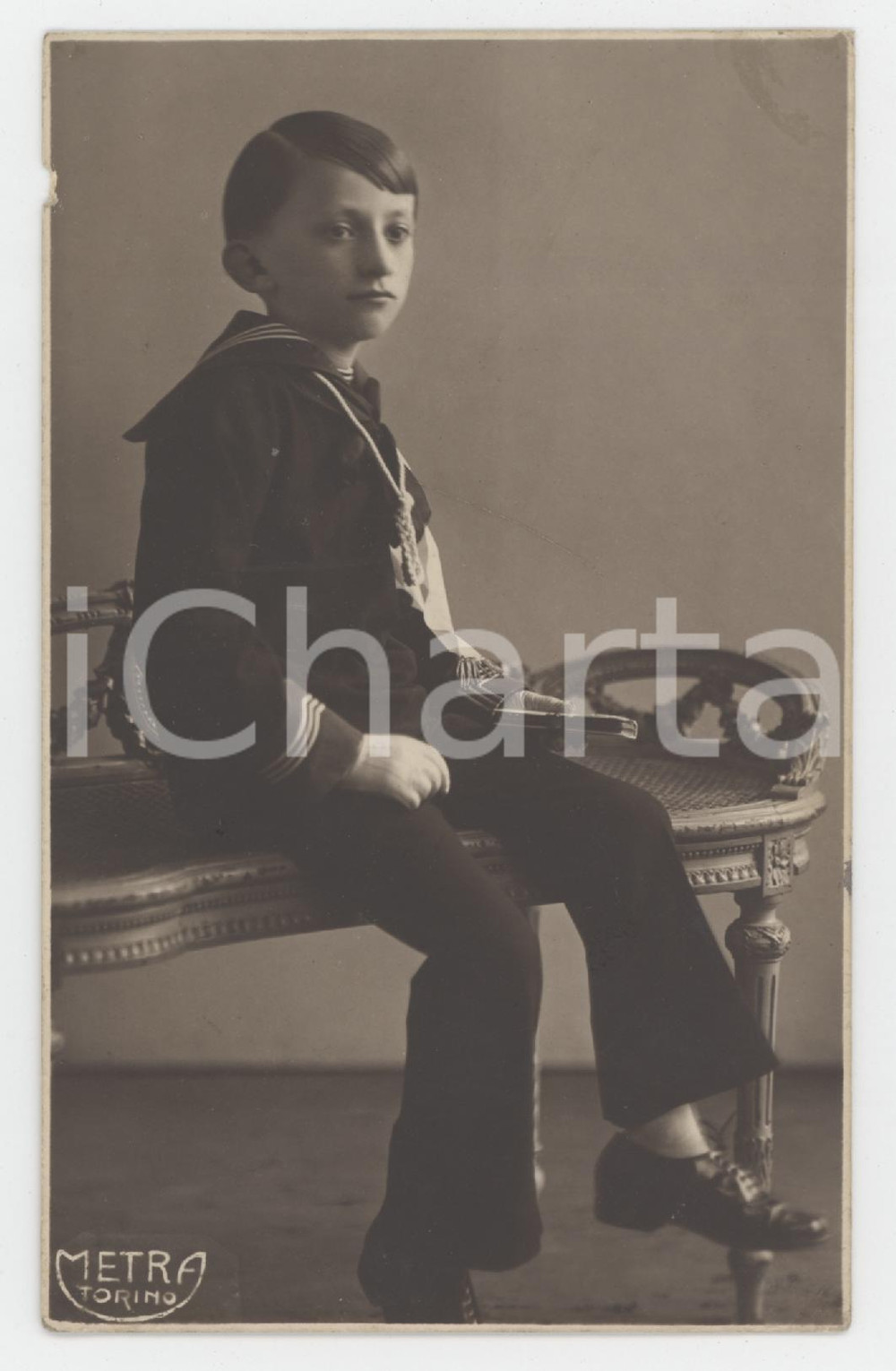 1928 TORINO Ritratto di Adriano PELIZZARI bambino - Foto cartolina Dario METRA